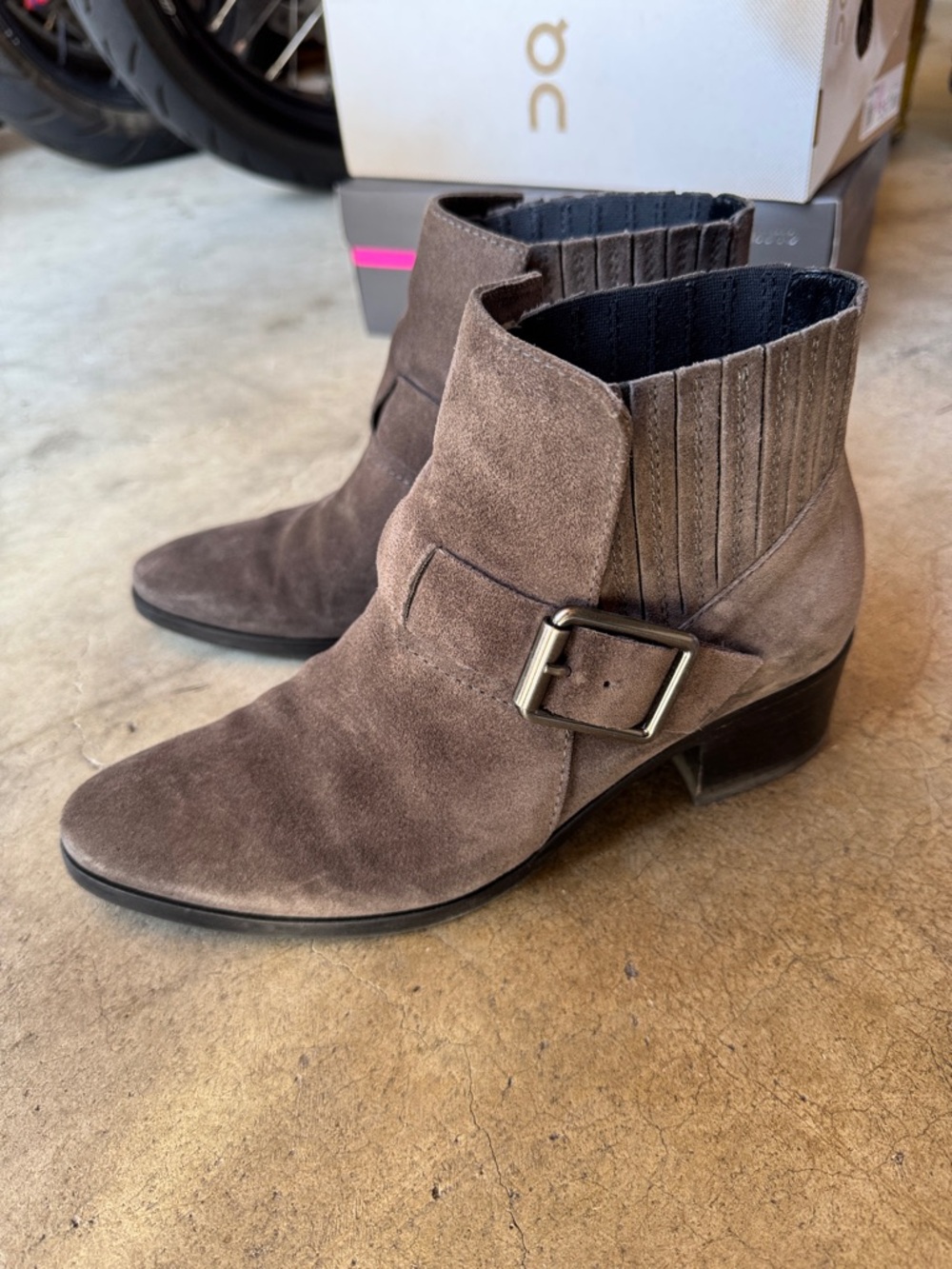 Aquatalia Suede Buckle Ankle Boots